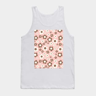 pastel pink and brown groovy retro y2k 2000s big pastel flower power 1960s 60s 70s danish aesthetics coconut girl ditsy daisies Tank Top